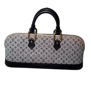 Louis Vuitton Vintage Denim Monogram Mini Lim Alma Horizontal Long Navy Bag